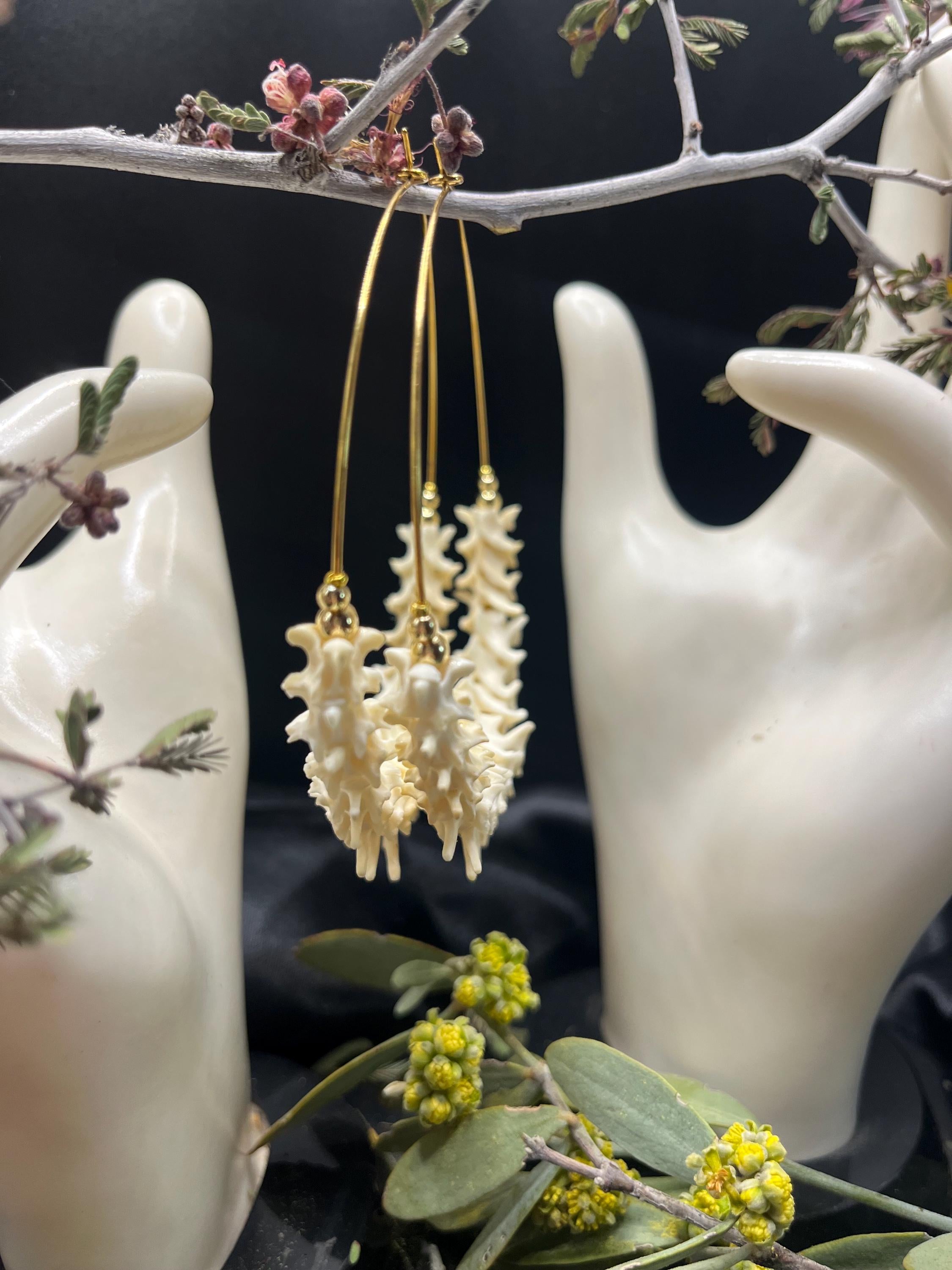 Rattlesnake Vertebrae Half Hoop Earrings, 2.75”