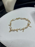 Freshwater Pearl, Rattlesnake Vertebrae & Crystal Drop Bracelet – 18k Gold-Plated