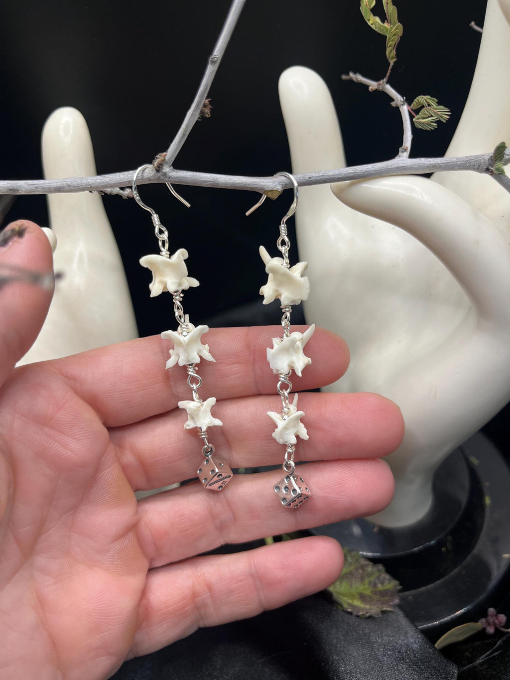 Crystal Floral Reverse Etched Glass Sterling Silver Earrings