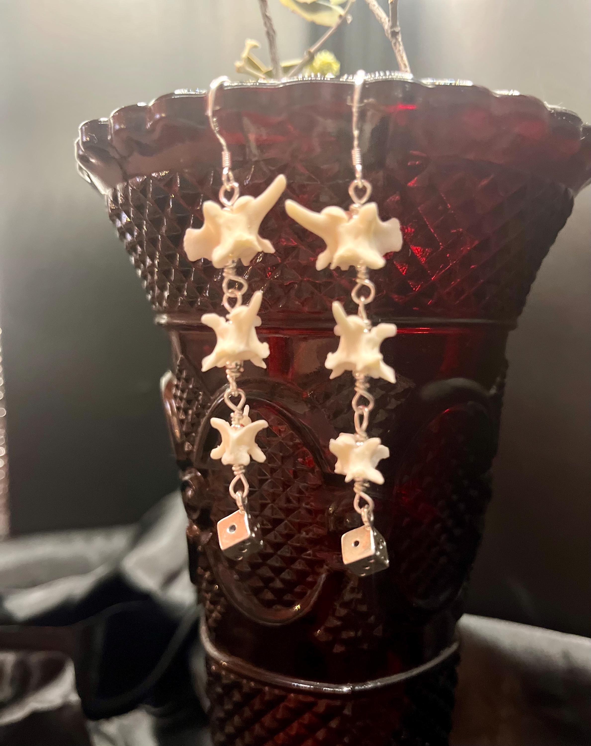 Crystal Floral Reverse Etched Glass Sterling Silver Earrings