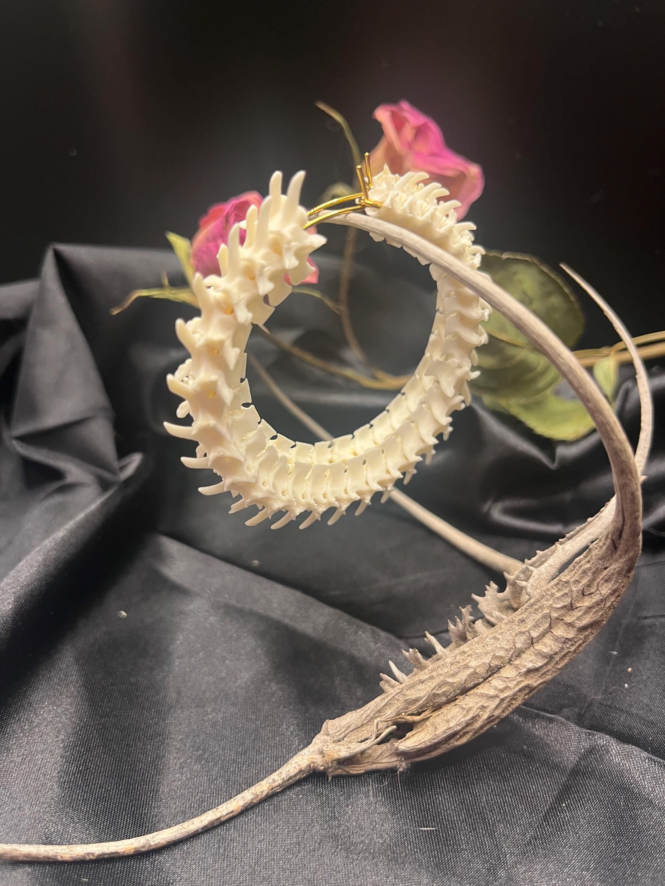 Diamondback Rattlesnake Vertebrae Hoop Earrings – Western Snake Bone Jewelry